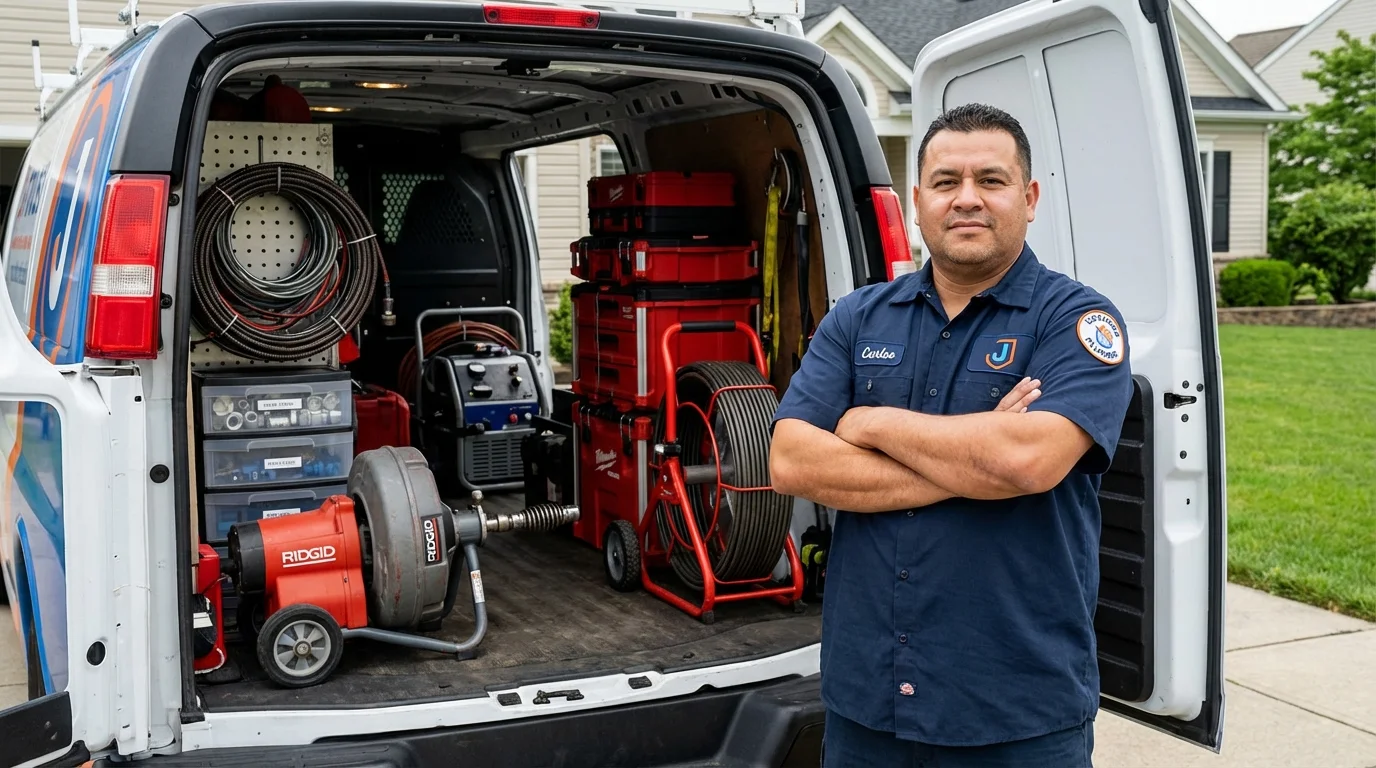 Professional drain cleaning equipment and Johns Plumbing LLC plumber in Delta