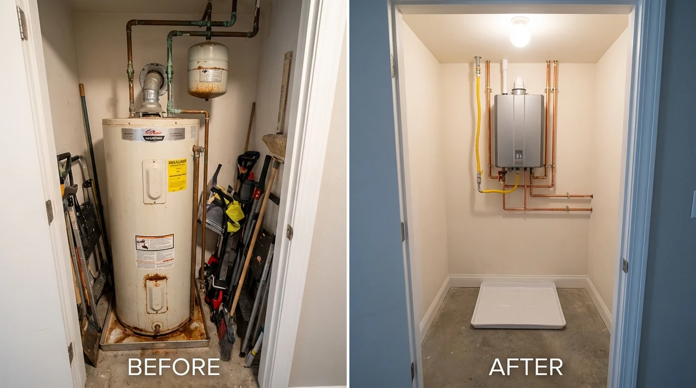 Tank water heater versus wall-mounted tankless unit comparison for Delta, CO homeowners